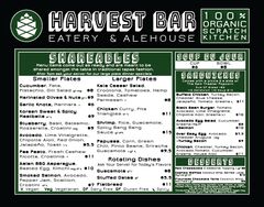 A menu of Harvest Bar