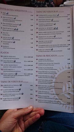 A menu of Buena Vista
