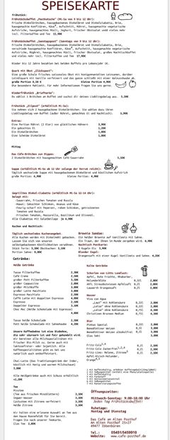 A menu of Café am alten Posthof