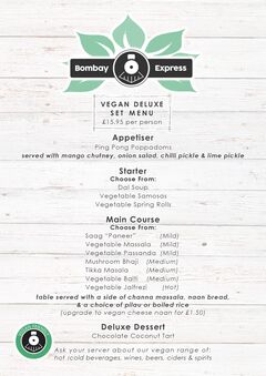 A menu of Bombay Express