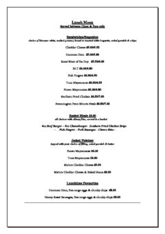A menu of Sutton Staithe Hotel