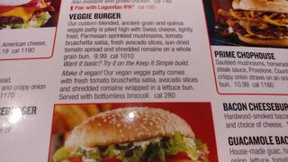 A menu of Red Robin Gourmet Burgers