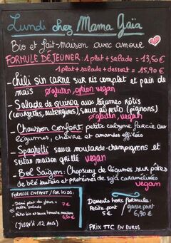 A menu of Mama Gaïa