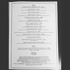 A menu of The Bull