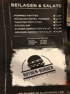 A menu of Rothen-Burger