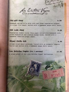 A menu of Mémoires d'Indochine