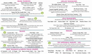 A menu of Mockingbird’s Café