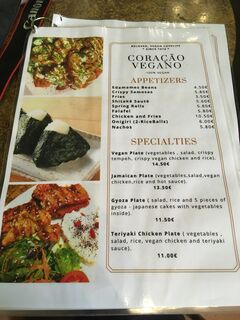 A menu of Coracao Vegano