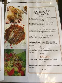 A menu of Coracao Vegano