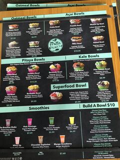 A menu of Frutta Bowls, Auburn