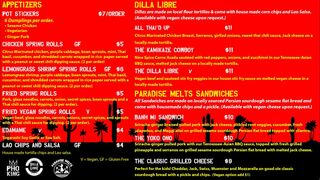 A menu of Pho King Kitchen and Food Truck