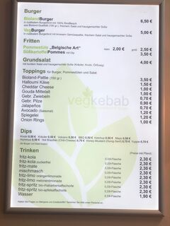 A menu of vegkebab