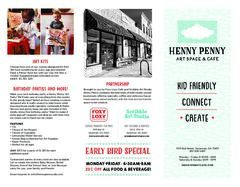 A menu of Henny Penny Art Space & Café