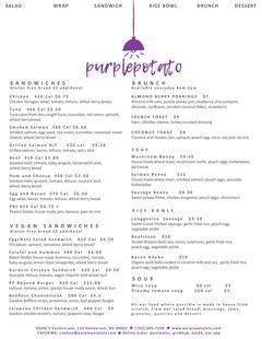 A menu of Purple Potato