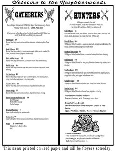 A menu of The Buzz Mill