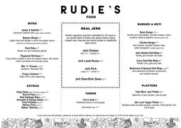 A menu of Rudie's, Shoreditch Boxpark