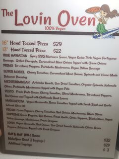 A menu of The Lovin' Oven