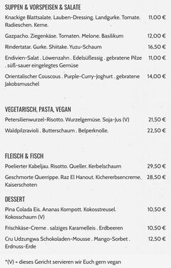 A menu of Laube Liebe Hoffnung