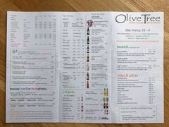 A menu of Olive Tree