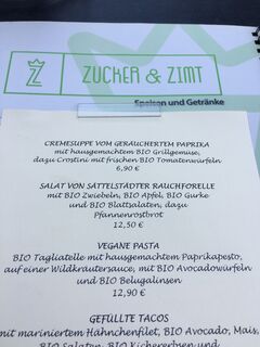 A menu of Zucker & Zimt