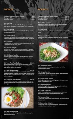 A menu of Siam Lotus Asian Kitchen & Bar