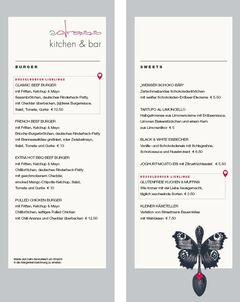 A menu of [a]dress kitchen&bar