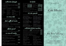 A menu of Café Mbriki