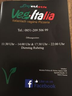 A menu of Veg-Italia