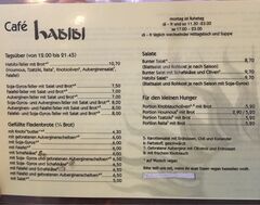 A menu of Café Habibi