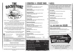 A menu of The Rockstone