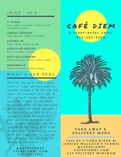 A menu of Café Diem