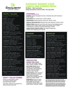 A menu of Gateway Market Café
