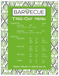 A menu of Barvecue