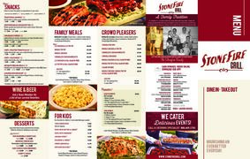 A menu of Stonefire Grill