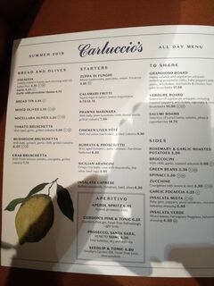 A menu of Carluccio's