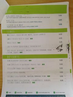 A menu of Roots Cafe Abergele