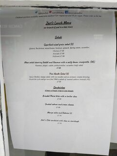 A menu of Zest Cafe and Bar