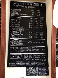 A menu of Mother`s Fine Coffee