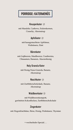 A menu of Haferkater, Köln Hbf