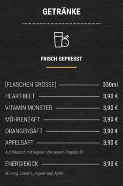 A menu of Kaffeepiraten