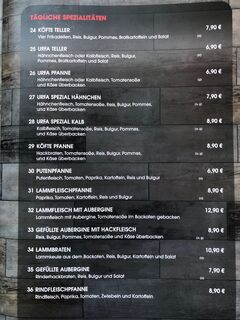 A menu of Grill Palast Sanliurfa