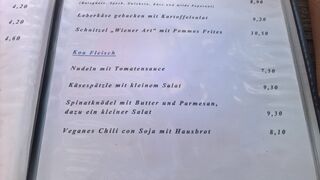 A menu of Brauneck Gipfelhaus