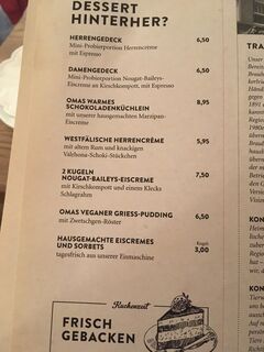 A menu of Grosser Kiepenkerl