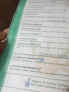 A menu of Cañadú