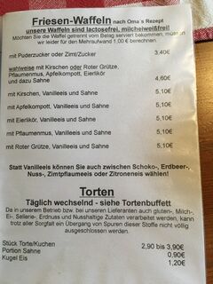 A menu of Föhrer Teestube & Cafe
