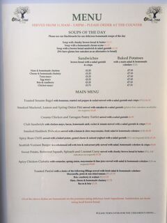 A menu of The Olive Tree Cafe