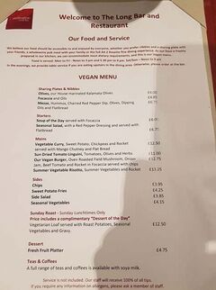 A menu of The Wellington Hotel