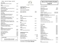A menu of Cafe Frida