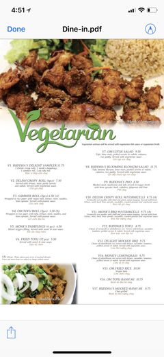 A menu of Delish Vietnamese & Vegetarian Cuisine
