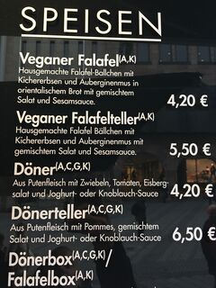 A menu of Falafel